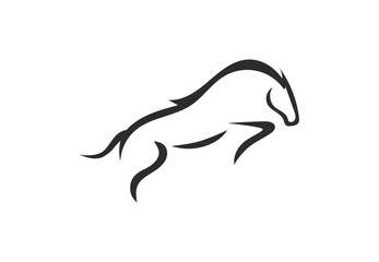 Minimalist Abstract Horse Jump Logo Design