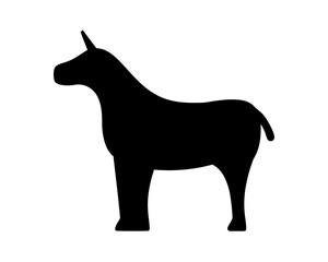 Minimalist black silhouette of a unicorn against a white background art
