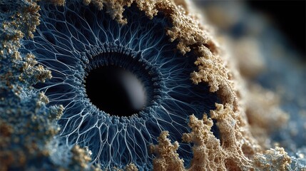Visualizing consciousness as an intricate, fractal iris and pupil evokes a sense of wonder and introspection, reminiscent of mystical texts exploring the mind's depths.