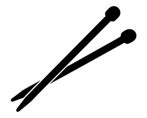 Elegant Black Knitting Needles Crossed on a White Background for Graphic Design