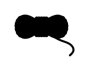 Monochrome Yarn Ball Silhouette with Extending Thread for Knitting or Crochet Projects