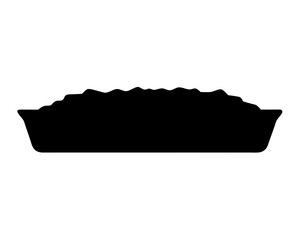 Silhouette of a full baking dish or container with crumbly contents