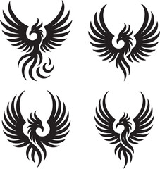 Mythical Phoenix Tribal Line Art – Tattoo Emblem Vector Designs