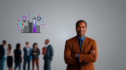 Business concept of success and idea generation, innovation, teamwork, digital technology, growth, leadership, and motivation