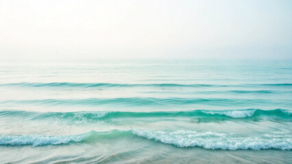 Fototapeta premium Serene ocean waves under a cloudy sky creating a tranquil and minimalist seascape