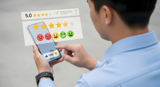 Online reviews & feedback: customer rating on smartphone
