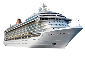 A large cruise ship isolated on transparent background, offering a luxurious vacation and a memorable journey across the ocean for passengers