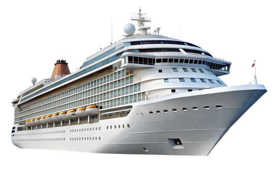 A large cruise ship isolated on transparent background, offering a luxurious vacation and a memorable journey across the ocean for passengers