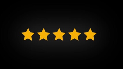 Review with four stars. Four stars for the survey, customer service, and feedback. Four-star-rated animation with an alpha channel and an isolated transparent backdrop