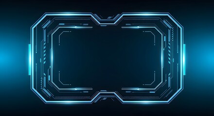 Futuristic Blue Digital Frame with Circuitry Design on Dark Background
