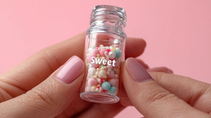 Colorful candy sprinkles in jar.