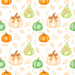 Autumn Pumpkin Seamless Pattern