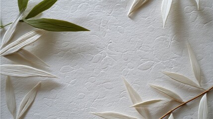 Elegant bamboo frame with silk leaf details.