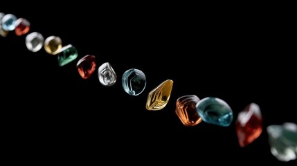 Colorful glass beads falling down