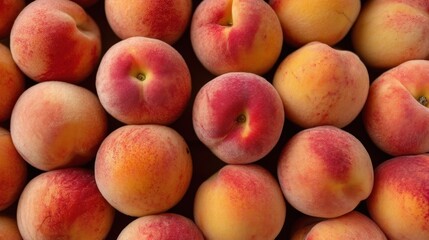 Fresh peaches in colorful arrangement.