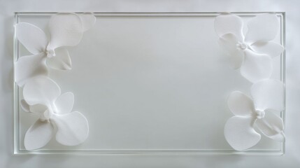 Frosted glass frame with orchids.