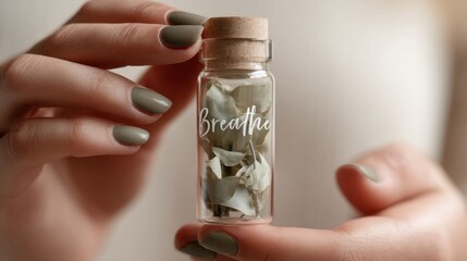 Hands holding a glass capsule.