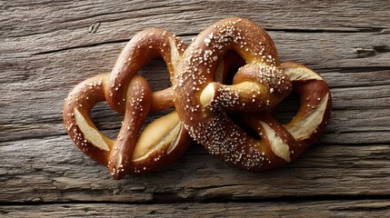 Two golden-brown German pretzels.