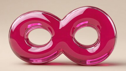 Vibrant magenta glass number eight.