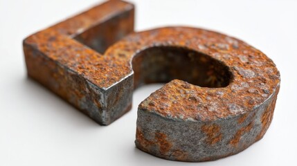 Rusty number five in metal.