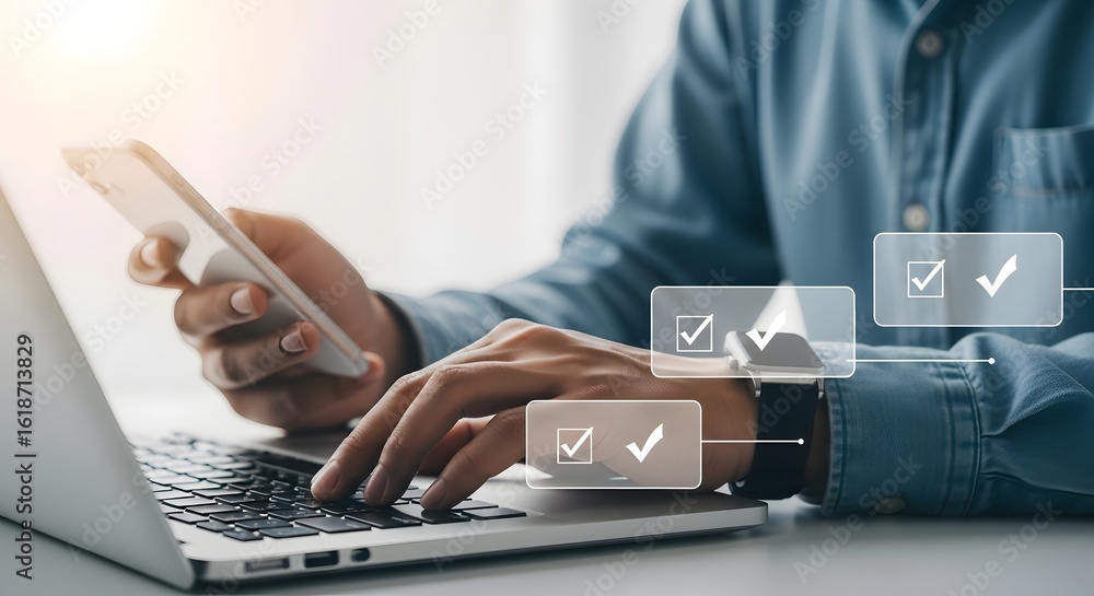 Aufkleber digital checklist online task management software for productivity and efficiency at work