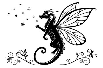 Naklejka premium Dinosaurs mythecal sihouette black vector