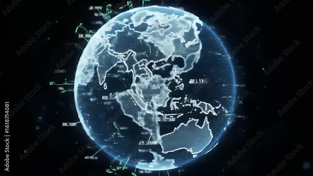 Aufkleber digital globe with connected data nodes visualizing global network and technology concept