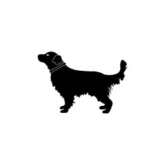 Illustration of a black dog icon on a white background