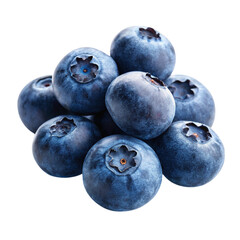 A pile of fresh blueberries isolated on transparent background