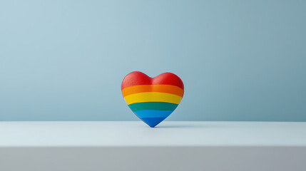 Rainbow Heart: Symbol of Love and Inclusion. A brightly colored, rainbow heart stands against a serene backdrop, a powerful emblem of love and pride.