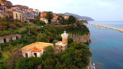 Agropoli - Italy - Aerial view of the Lighthouse Villa at La Grotta dell’Elefante