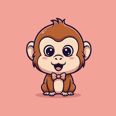 A cute happy lovely monkey cartoon illustration