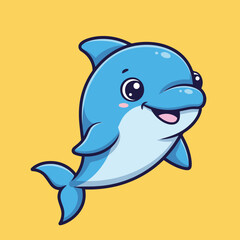 A cute happy lovely dauphin cartoon illustration