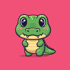  A cute happy lovely alligator cartoon illustration