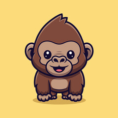  A cute happy lovely gorilla cartoon illustration