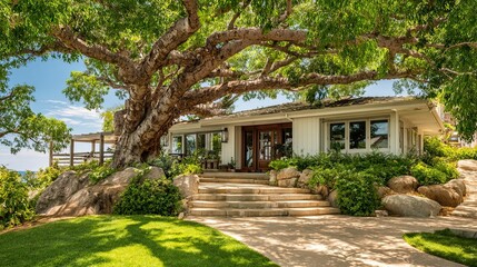 Beautiful house with lush landscaping