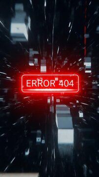 Digital error 404 message neon display