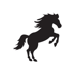 Shetland pony silhouette. A black silhouette image of a Shetland pony, also known as a small horse breed, symbolizing rustic charm and equestrian beauty. Vector clipart black illustration design eps10