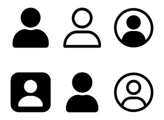 Collection of various user profile icons in different representations on transparent background