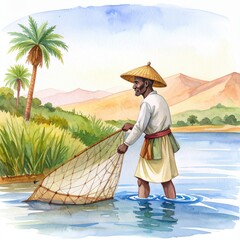 Daily Life Scene with Local Fisherman