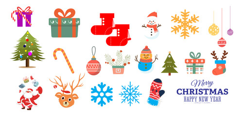 Christmas element vector icon set. Holiday Icons Set. vector illustration.
