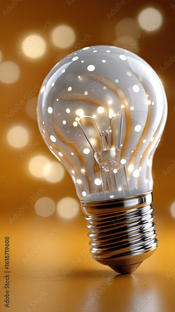 Poster glowing light bulb crafted from dots and lines represents endless creativity and innovation in techn