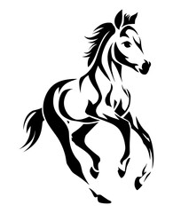 Obraz premium Galloping Foal – Black and White Stylized Horse Vector