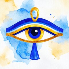 Watercolor Horus Emblem on Textured Ground