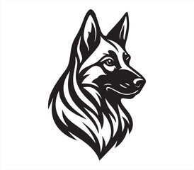 Obraz premium German Shepherd Dog Head – Black and White Stylized Pet Illustration