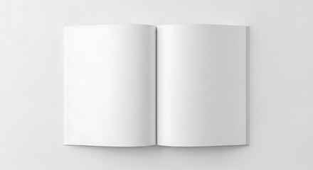 Open Blank Magazine Mockup, Isolated on White Background, Clean Minimalist Style
