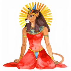 Seated Lioness Wearing Pharaoh Crown