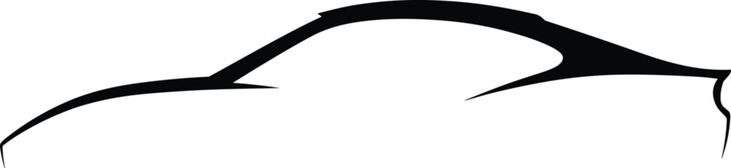 car silhouette vector, abstract vehicle outline, modern car sketch, sleek side view, futuristic automobile design, minimal line art, elegant car graphic
