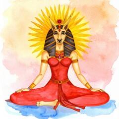 Noble Lioness in Traditional Egyptian Style