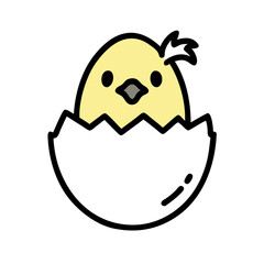 Cute Yellow Chick Hatching from an Egg with a Cartoon Style Design